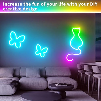 100FT RGB Neon Rope Lights,24V Neon Lights with Remote/APP Control | IP65 Waterproof Flexible RGB Neon LED Strip Lights for Bedroom Room DIY Decoration（2 Rolls of 50ft with Snap &Screws） - size: 100FT