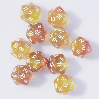 10PCs D20 Polyhedral Dice Set 22mm for DND RPG MTG Dungeons and Dragons Dice (Purple + Gold) - color: Purple + Gold
