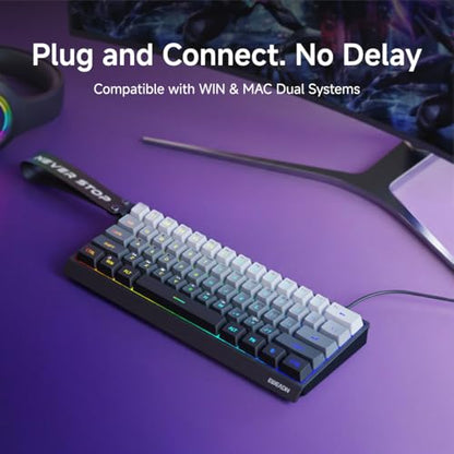 SEUNKWANG F61 60% Gaming Keyboard Wired, RGB Backlit Membrane Keyboard with PBT Keycaps, Compact Design, Lanyard Wired Keyboard for Mac/Win (Gradient Black, Wired) - color: Gradient Black