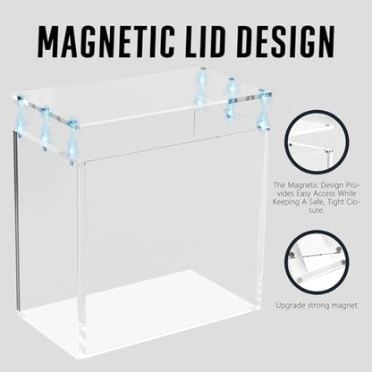 PKMN Booster Box Acrylic Case Magnetic - Ultra Thick 8mm + 5mm Acrylic Booster Box Protector Case Clear Display Stackable Hard Compatible with PKMN Booster Boxes with Strong Magnets Easy Top Loading - size: 5.5"L x 3"W x 4.9"H