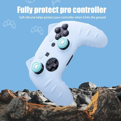 Switch Pro Controller Skin Silicone Cover - Anti-Slip Grip Cat Paw Design with Joystick Ring Guards, Protective Case Shell, Custom Cute Kawaii Accessory - Not for Switch 2, PowerA or Third-Party Model