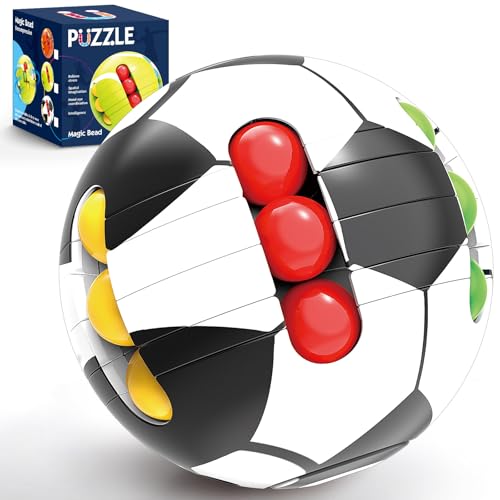Puzzle Sport Ball Toys - 3D Brain Teasers and Puzzle Games for Kids and Adults, Sensory Toys Gifts, Intelligence 2.5" Magic Bead, Adult Relieve Stress, Hand Sport, Boys Girls Birthday Gift - color: White Football