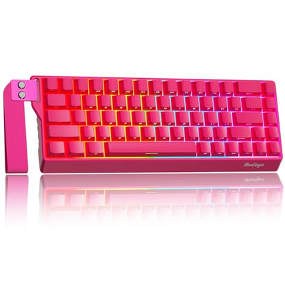 BlueFinger 60% Wireless Mechanical Gaming Keyboard, Bluetooth/2.4GHz/USB-C Hot Swappable RGB Backlit Keyboard with Side-Printed PBT Keycaps, 60 Percent Compact Keyboard for Mac PC PS5 Xbox, Pink - color: Pink