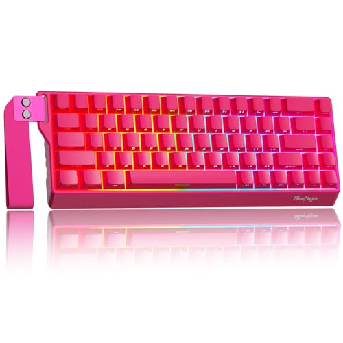 BlueFinger 60% Wireless Mechanical Gaming Keyboard, Bluetooth/2.4GHz/USB-C Hot Swappable RGB Backlit Keyboard with Side-Printed PBT Keycaps, 60 Percent Compact Keyboard for Mac PC PS5 Xbox, Pink - color: Pink