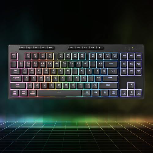 Redragon K516 PRO Shiva TKL RGB Wireless Membrane Gaming Keyboard, 87 Keys Mechanical-Feel Keyboard w/Smooth Linear Switch, On-Board Macro & Multimedia Keys, 16.8M RGB Backlit, Software Supported - size: 87 Keys Pro