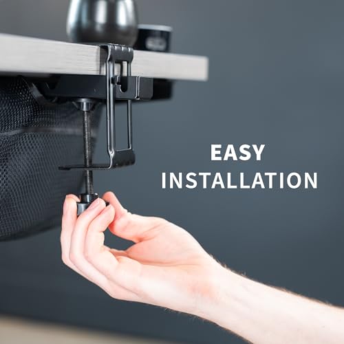 VIVO No Drill Clamp-on 44 inch Mesh Net Under Desk Cable Management Wire Organizer, Adjustable Home Office Standing Desk Cord Storage Sleeve, Black, DESK-AC44MH - size: 44"
