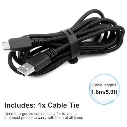 USB C Data Charging Cable Cord Compatible with Razer Wolverine V2 Pro Chroma/BlackWidow V3 Pro/Deathstalker V2 Pro, Ducky One 2 Mini/One 2 Pro Mini Mechanical Keyboard