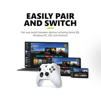 Xbox Core Wireless Gaming Controller – Robot White– X|S, One, Windows PC, Android, and iOS