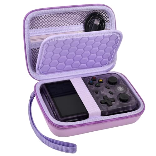 PAIYULE Travel Case Compatible with RG353V/ RG353VS/ R36S Retro Handheld Game Console, Handheld Emulator Storage Holder Organizer, Android Game Console Carrying Bag (Box Only) (Purple) - color: Purple, style: For R36s