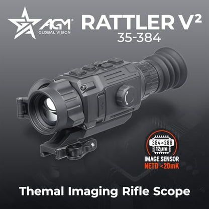 AGM Global Vision Rattler V2 Thermal Imaging Scope for Hunting, High Resolution with High Sensitivity Thermal Optics, Waterproof & Durable, Includes Thermal Targets & Cleaning Cloth - style: 35-384