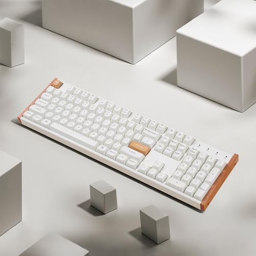 Keychron K10 HE Hall Effect Keyboard, Ultra-Fast Lime Banana Magnetic Switch, Full-Size Tri-Mode Wireless Keyboard with Rapid Trigger, Adjustable Actuation, RGB, Aluminum + Wood Frame - White - color: Lime Banana Switch - White