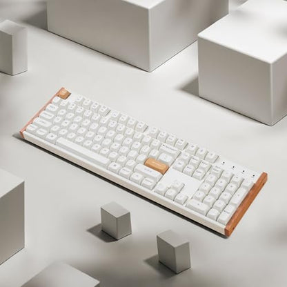 Keychron K10 HE Hall Effect Keyboard, Ultra-Fast Lime Silent Banana Magnetic Switch, Full-Size Tri-Mode Wireless Keyboard with Rapid Trigger, Adjustable Actuation, RGB, Aluminum + Wood Frame - White - color: Silent Banana Switch - White