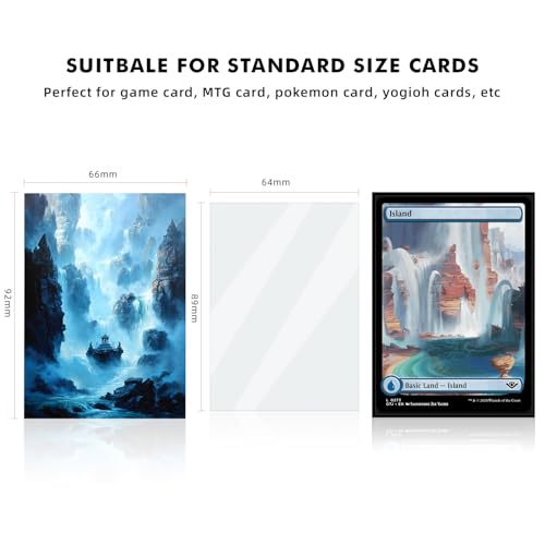 Katomula 100 Card Sleeves for MTG with 100 Inner Sleeve, Textured Back Art Sleeves, Fit Standard Size Cards - Island - color: Island
