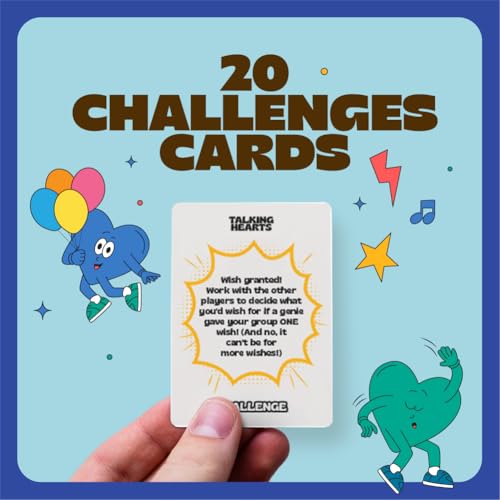 Talking Hearts Conversation Cards for Family, 200 Fun Questions and 20 Challenges for Dinnertime, Road Trips, and Game Night