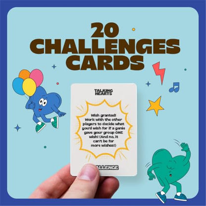Talking Hearts Conversation Cards for Family, 200 Fun Questions and 20 Challenges for Dinnertime, Road Trips, and Game Night