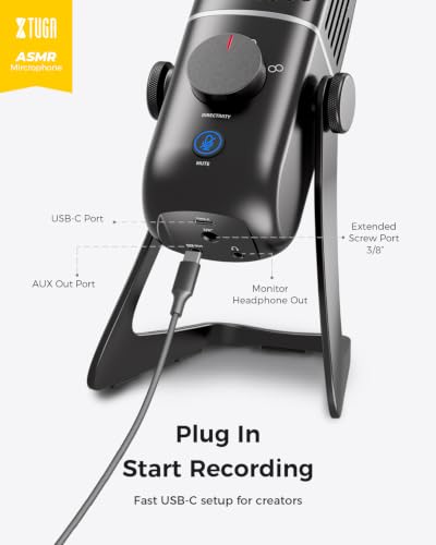 XTUGA X-4 Desktop Condenser Microphone,Metal ASMR Microphone,Streaming Mic | 4-Pattern Pickup Modes,Plug & Play,Zero-Latency Monitor,48kHz/16bit,Gaming Microphone for PC,Stream,Podcast,Studio Recording