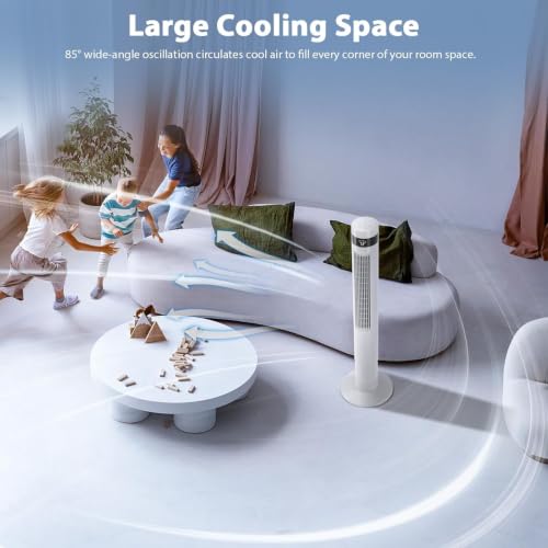 Antarctic Star 41inch Portable Tower Fan Electric Oscillating Fan Quiet Remote Control Bladeless Floor Fan 3 Wind Mode 12H Timer Bedroom Office White | Electric Oscillating, Quiet Remote Control Bladeless 3 Wind Mode 12H Timer for Bedroom Office - color: