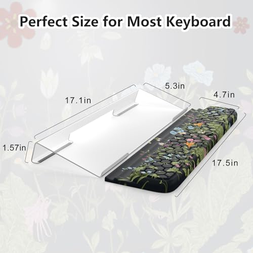 Keyboard Wrist Pad with Non Slip PU Base, 3-Level Height Adjustment Keyboard Stand, Comfy Ergonomic Wrist Rest for Office Home Woman (Grass/Black) - color: Black