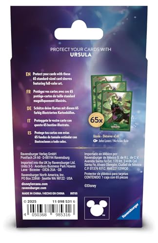 Ravensburger Disney Lorcana TCG: Archazia's Island Card Sleeves Featuring Ursula - Deceiver of All | 65 Protective Sleeves for TCG Decks | Ages 8+