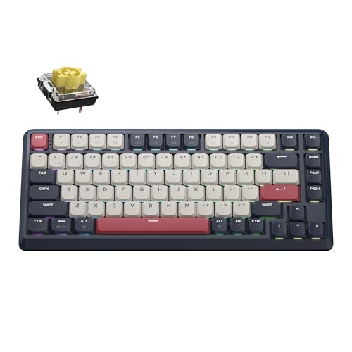 Keychron KJ1 Low Profile Wireless Mechanical Keyboard, 2.4 GHz Bluetooth QMK 75% Layout RGB, Hot-swappable Banana Switch Compatible with Mac Windows Linux, 2000mAh Fast Charge for Gaming - Dark Blue - color: Banana Switch