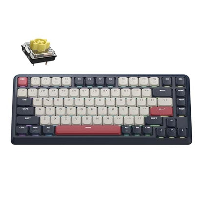 Keychron KJ1 Low Profile Wireless Mechanical Keyboard, 2.4 GHz Bluetooth QMK 75% Layout RGB, Hot-swappable Banana Switch Compatible with Mac Windows Linux, 2000mAh Fast Charge for Gaming - Dark Blue - color: Banana Switch