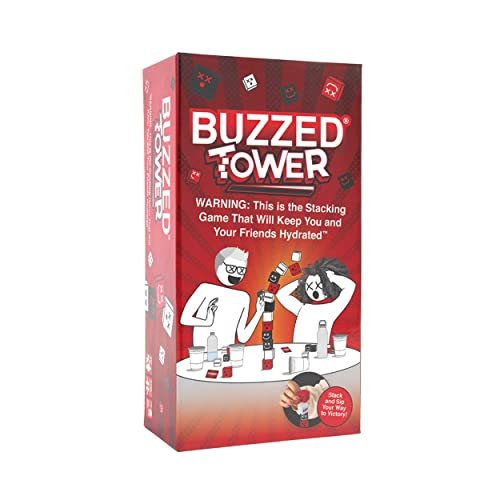 WHAT DO YOU MEME? Buzzed Tower: The Stack-and-Sip Drinking Card Game for Adults – Includes 30 Blocks, 80 Cards, and Big Laughs for Parties, Game Night, and Epic Bachelor Party Celebrations - style: Buzzed Tower