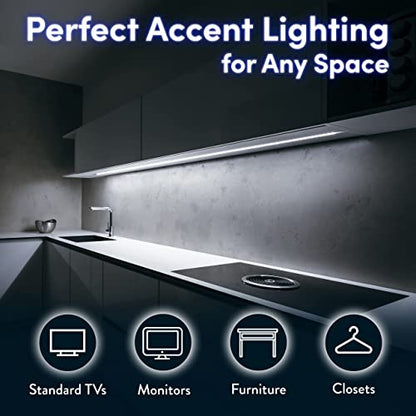 Luminoodle Bias Lighting, Backlight Kit for Monitors up to 24" - USB LED Light Strip - Computer Monitor Backlight - True White Adhesive Strip - White - Small (<24" TV) - size: White: Small (<24 in TV)