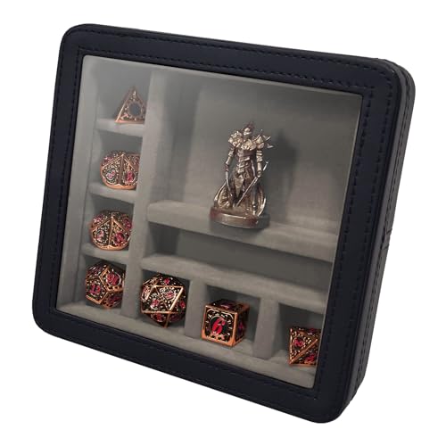 Forged Dice Co. RPG Character Shrine Display Case for Dice and DND Miniatures - Includes Travel Dice Tray and Display Lid - Compatible with Dungeons and Dragons Dice and Miniatures - Gray - color: Grey