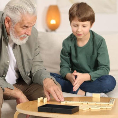 Domino Set with Wood Case - 55 Premium Double Nine Dominoes and Convenient Storage Box - Family Games by Trademark Games (Light Brown) - style: 55 Piece