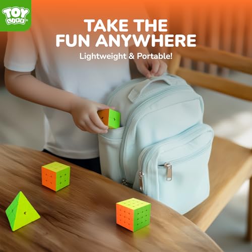 STEAM Life Speed Cube Set 4 Pack Magic Cube | Includes Speed Cubes 3x3, 2x2 Speed Cube, 4x4, Pyramid Cube, Smoothly Puzzle Cube Bundle Magic Cubes Collection for Kids & Adults - color: 4 Pcs