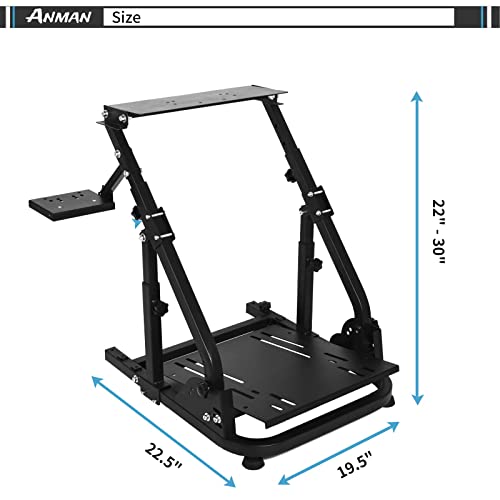 Anman Racing Wheel Stand PRO Fit for Logitech G27 G29 G920,for Fanatec,for Thrustmaster Adjustable Height Gaming Steering Wheel Mount Racing Simulator Cockpit Foldable Without Pedal and steering Wheel