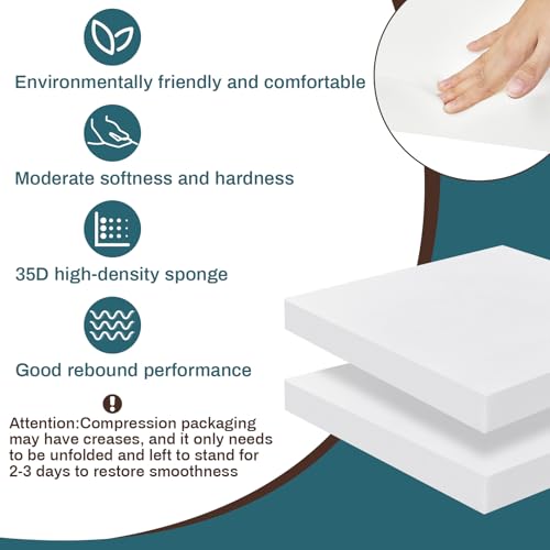 Frienda 2 Pack 2" x 24" x 24" Upholstery High Density Foam Cushion Replacement Square Cut to Size Foam Couch for Chair Couches Padding Shipping Packing DIY Cosplay Projects(White) - color: White, size: 2" X 24" X 24", style: Square