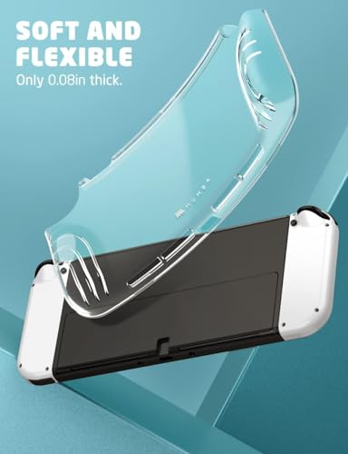 Mumba Case for Nintendo Switch OLED 2021, [Thunderbolt Series] Protective Clear Cover with TPU Grip Compatible with Nintendo New Switch OLED 7 Inch Console and Joy-Con Controller (Clear) - color: Clear