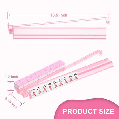 Mahjong Racks with Pushers 4PCS Set Majiang Tile Holder Acrylic Mahjong Racks Accessories and Gifts - color: Pink