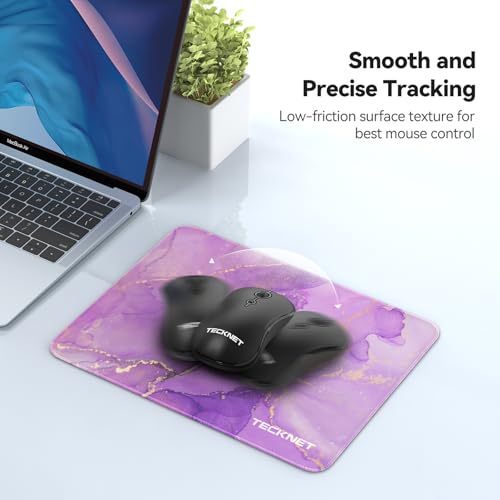 TECKNET Mouse Pad with Anti-fray Stitching, Waterproof Surface & Non-Slip Rubber Base with Stitched Edges Gaming Mouse Mat for Laptop，Compatible with Laser and Optical Mice - Purple Marble - color: Purple Marble-1 Pack