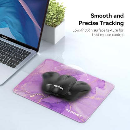 TECKNET Mouse Pad with Anti-fray Stitching, Waterproof Surface & Non-Slip Rubber Base with Stitched Edges Gaming Mouse Mat for Laptop，Compatible with Laser and Optical Mice - Purple Marble - color: Purple Marble-1 Pack