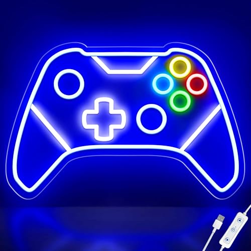 Gamer Neon Sign, Gaming Neon Sign for Gamer Room Decor, Gaming Lights for Wall Decor, Boys Bedroom and Video Game Room, USB Powered Adjust Brightness Gaming Led Sign, Gamer Gifts for Kid, Teen, Boy - color: Blue/White-Gaming