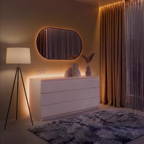 LED Backlight for Dresser & Furniture, 26.2ft Tunable White LED Strip Lights (2700K-6500K Warm to Cool), Dimmable with App & Remote, Bias Lighting, Standoff Mount Kit (4 Mounting Options) - color: Tunable White, size: Dresser & Furniture