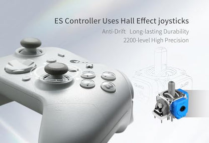 GuliKit ES Wireless PC Controller –3.25ms Low Latency,Hall Effect Joysticks | For PC/Steam/Switch/Android/iOS, Anti-Drift/Anti-Snapback,Switch 2 Wakeup,Gyro Motion Aim,30H Battery, Hall Trigger - color: ES-Hall Joysticks-Grey
