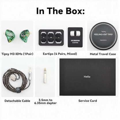 Tipsy M3 Professional IEM for Musicians, 2BA + 1DD Drivers, 36dB PNC, IPX5, Acoustic-Runway™ Technology, Skin-Friendly Resin, Detachable 0.78mm 2-pin Cable(No Mic, Red) - color: C-Red