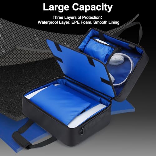 GDNasist Carrying Case Compatible with PS5/PS5 Pro/PS5 Slim, All Black | Travel Thickened Protective Bag Compatible with Playstation 5 Console, Headset, PS5 Controller, Game Discs and Accessories - color: All-black