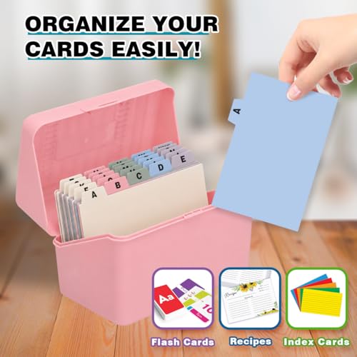 H4D Index Card Holder 4x6 Inches with 25 Plastic Dividers, Light Pink - color: Light Pink, size: 4x6 inch