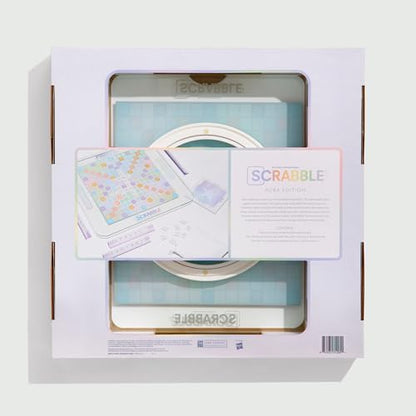 WS Game Company Scrabble Aura Edition, Iridescent Rotating Tempered Glass Board, Non-slip Metallic Wood Letter Tiles, Luxe Tile Racks & Organizer Tray, Family Word Board Games for 2-4 Players, Ages 8+