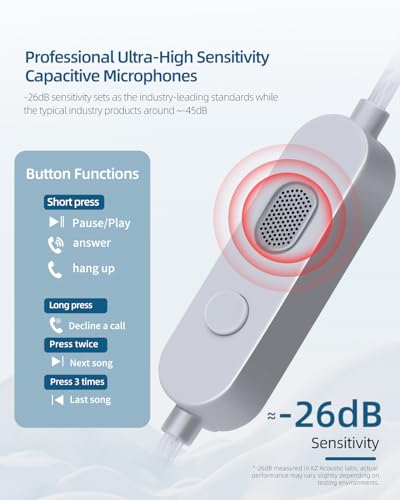 KZ Duet Wired Earbuds with Mic, Dual Driver in Ear Earphone with 3.5mm Jack | Noise Isolating, Low Profile HiFi Headphone, Clear Full-Range Audio Call and Track Control, Convenient for Travel, Black - color: Mic, style: Black