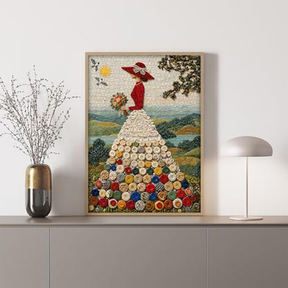 Impossible Puzzle for Adults 1000 Pieces, Women Puzzle Elegant Lady Scenic | Button Art Beauty Nature Puzzle Landscape, Flower Jigsaw Puzzle for Adults Aesthetic Art Challeng - style: Button Skirt Puzzle