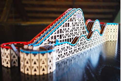 Coasterdynamix 3-D Snap-Together 대리석 롤러코스터 나무 모델 키트 - 성인 및 아동용 대리석 롤링 빌딩 퍼즐 키트, 직소 조립 프로젝트를 위한 장난감 퍼즐 및 미니 공예 장식 모델