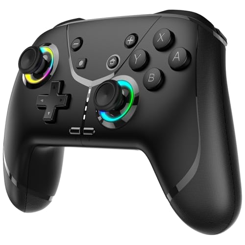 Switch Wireless Controller, Game Controller, Switch Pro Gamepad, 4 vibration modes, 3 turbo modes, compatible iPhone/Android/Phone/PC/Steam/Mac/iOS/iPad/TV with programming/turbo/motion/wake-up/RGB - color: black