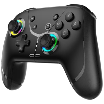 Switch Wireless Controller, Game Controller, Switch Pro Gamepad, 4 vibration modes, 3 turbo modes, compatible iPhone/Android/Phone/PC/Steam/Mac/iOS/iPad/TV with programming/turbo/motion/wake-up/RGB - color: black