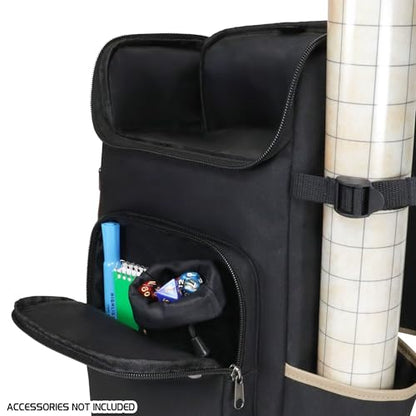 ENHANCE Designer Edition DnD Backpack - Stylish RPG Backpack for Dungeons and Dragons - Travel DnD Bag fits 4 Books and Binder with Miniature Storage, Map Holder, Comfortable Shoulder Straps (Black) - color: Black