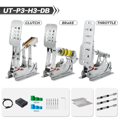 Simjack UT Pedals Sim Racing Pedals with 200KG Load Cell Brake and Hydraulic System for PC Racing Simulator Games(Ships from the United States) (UT-P3-H3-DB) - color: UT-P3-H3-DB